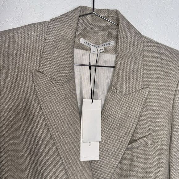 NWT Veronica Beard PARINETI DICKEY Linen 
JACKET Color STONE Size 10 Tan - Picture 3 of 15